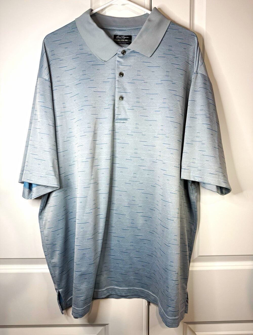 Ben Hogan Performance men's blue gray geometric Golf polo shirt 3XL Big & Tall